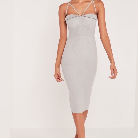 Missguided Dresses & Skirts - NWT Missguided x Carli Bybel faux suede gray dress